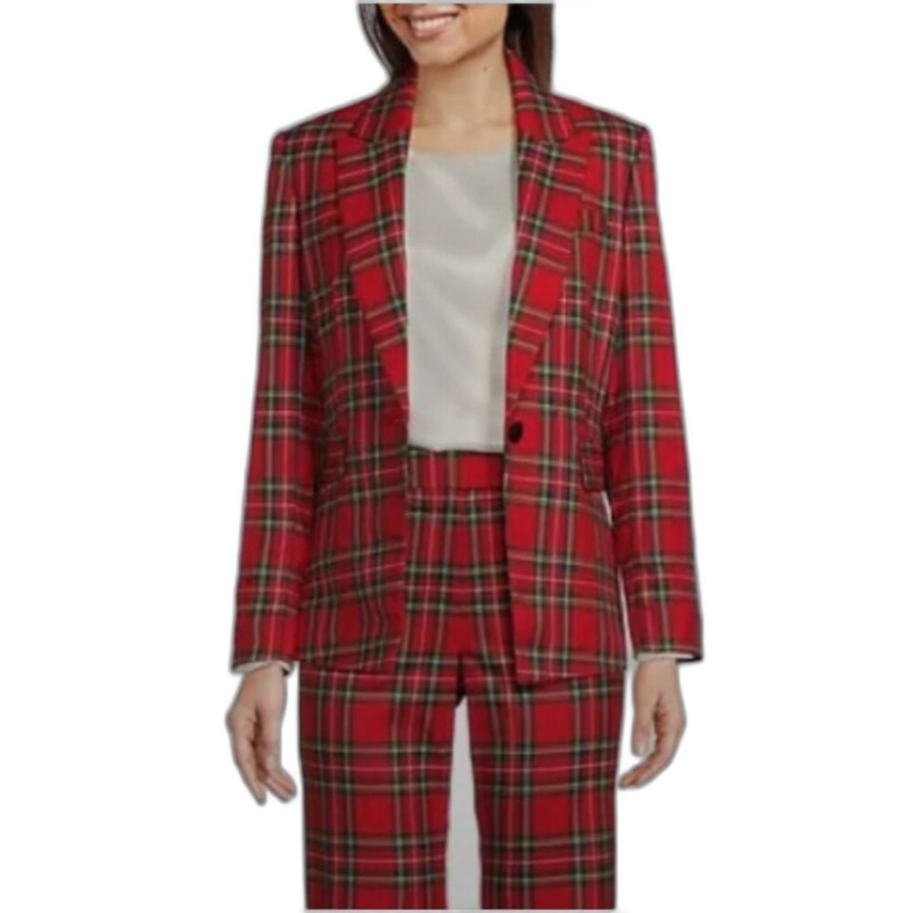 NWT Preston & York Pantsuit Size 10/12 Tartan Cherry Plaid 2-Piece Set